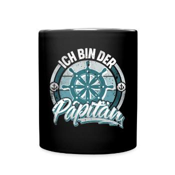 Papitän Vater Papa Segeln Segler Segelboot - Tasse einfarbig - Schwarz - Vorne