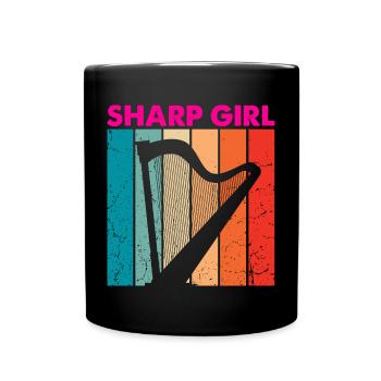 Harp design for harpist and harp player - Full Colour Mug - black - Front