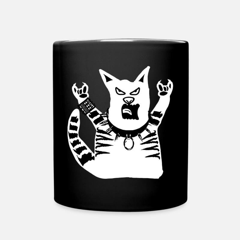 Heavy Metal Cat - Full Colour Mug - black
