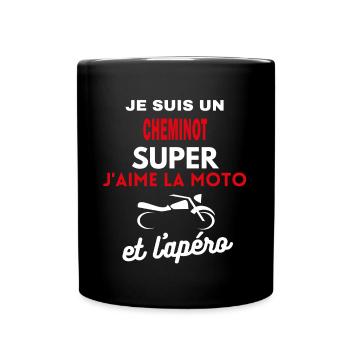 moto phrase drôle apéro CHEMINOT citation - Mug uni - noir - Devant
