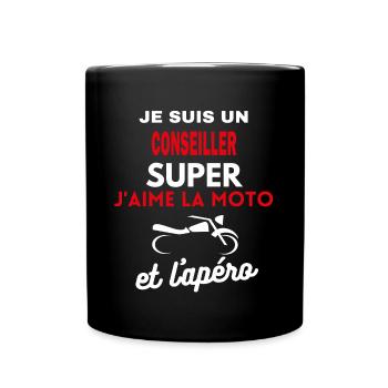 moto phrase drôle apéro CONSEILLER citation - Mug uni - noir - Devant