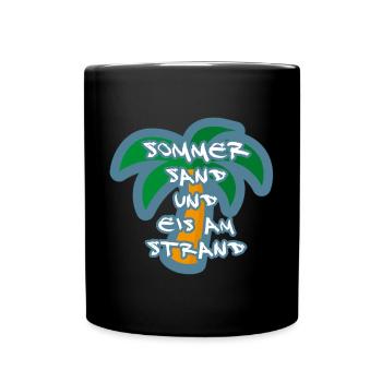Sommer Sand Strand Palme - Tasse einfarbig - Schwarz - Vorne