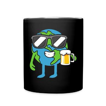 Earth drinks beer beer mug Earth Day - Full Colour Mug - black - Front
