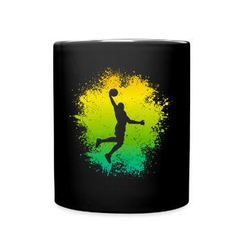 Dunking Basketballer Basketball Spieler Kinder - Tasse einfarbig - Schwarz - Vorne