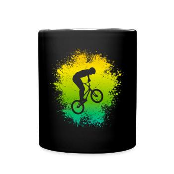 BMX Fahrrad Kinder Motiv Freestyle BMX Fahrer - Tasse einfarbig - Schwarz - Vorne