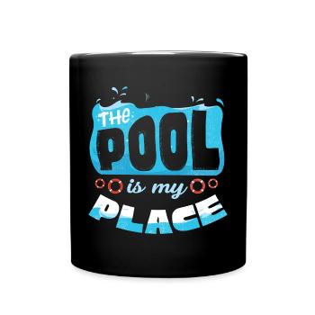 Pool Guy Cleaner Pool Service The Pool Is My Place - Full Colour Mug - black - Front