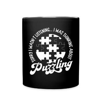 Thinking About Puzzling Jigsaw Puzzle - Full Colour Mug - black - Front