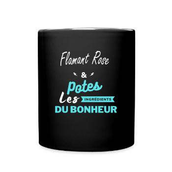 potes les ingrédients du bonheur Flamant Rose - Mug uni - noir - Devant