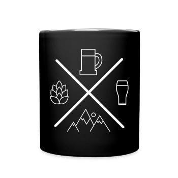 T-Shirt für den Biergarten - Tasse einfarbig - Schwarz - Vorne