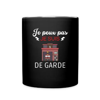 je peux pas je suis de garde pompier - Mug uni - noir - Devant