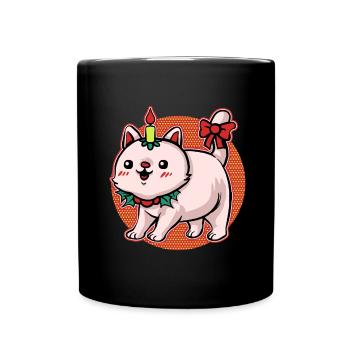 Weihnachten Ugly Christmas Cat Mieze Xmas Katze - Tasse einfarbig - Schwarz - Vorne