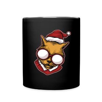Ugly Christmas Sweater Cat - Full Colour Mug - black - Front