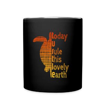 Turtle Sloga Schildkröte Spruch - Tasse einfarbig - Schwarz - Vorne