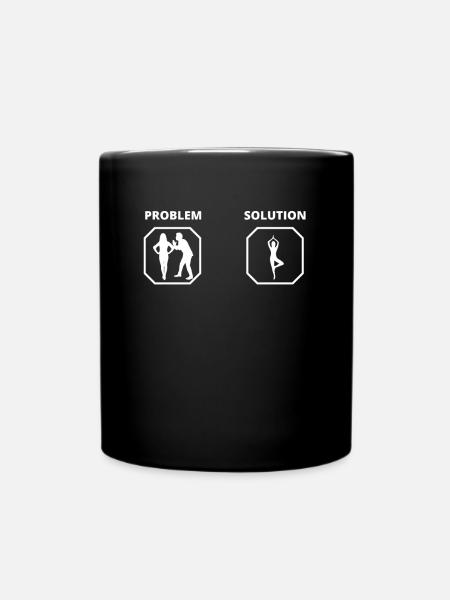 PROBLEM YOGA LÖSUNG - Tasse einfarbig - Schwarz