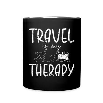 Travel is My Therapy - Full Colour Mug - black - Front