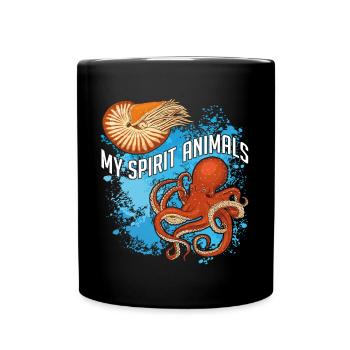 Nautilus und Oktopus sind meine Lieblingstiere - Tasse einfarbig - Schwarz - Vorne