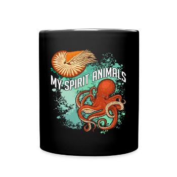 Oktopus und Nautilus sind meine Lieblingstiere - Tasse einfarbig - Schwarz - Vorne