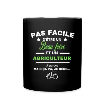 pas facile d'être agriculteur et Beau-frère - Mug uni - noir - Devant