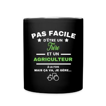 pas facile d'être agriculteur et Frère - Mug uni - noir - Devant