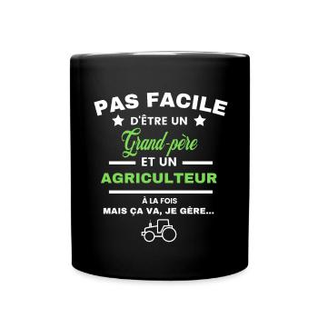 pas facile d'être agriculteur et Grand-père - Mug uni - noir - Devant
