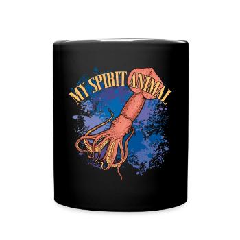 Calmar Calmar géant sur des éclaboussures colorées de couleur - Mug uni - noir - Devant