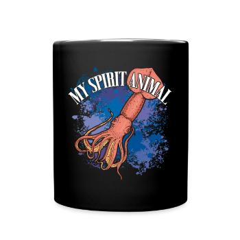 Calmar Calmar géant sur des éclaboussures colorées de couleur - Mug uni - noir - Devant