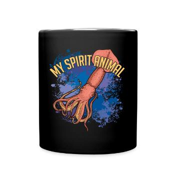 Calmar calamar géant sur des éclaboussures de couleur - Mug uni - noir - Devant