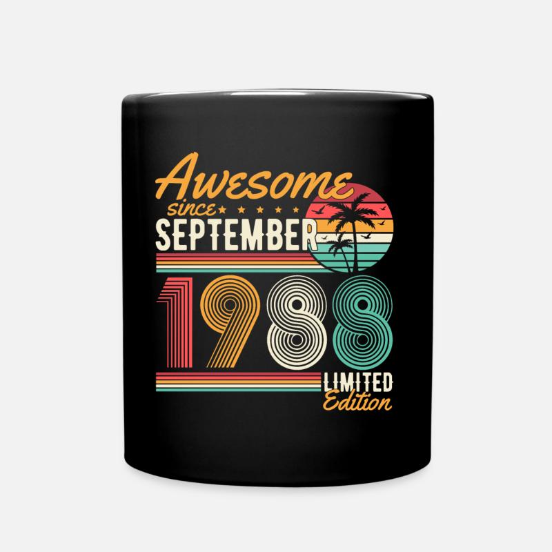Septembre Vintage 1988 Vintage Anniversaire Rétro - Mug uni - noir