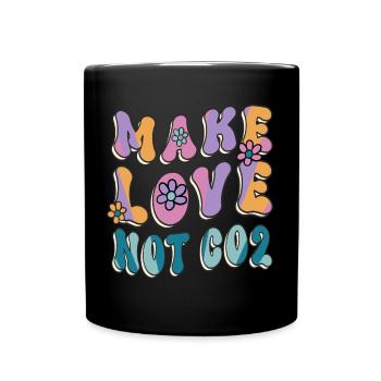 Make Love Not CO2 Retro Stil Klima Umweltschutz - Tasse einfarbig - Schwarz - Vorne