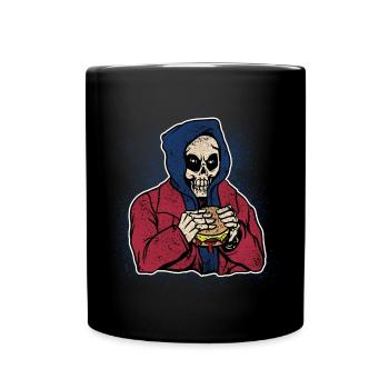 Halloween Costume Burger Cheese Spooky Skull Zombie - Full Colour Mug - black - Front