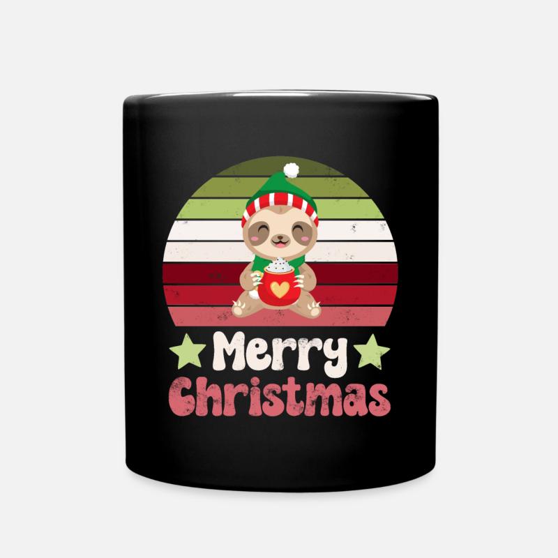 Faultier Weihnachten - Tasse einfarbig - Schwarz