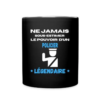 ne jamais sous estimer légendaire Policier - Mug uni - noir - Devant