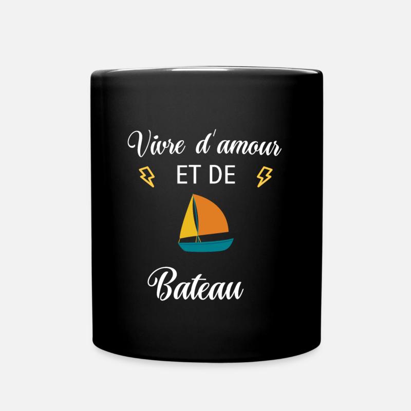 Vivre d'amour et de BATEAU - Mug uni - noir
