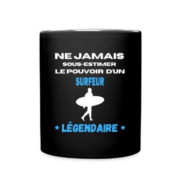 ne jamais sous estimer légendaire surfeur - Mug uni - noir - Devant