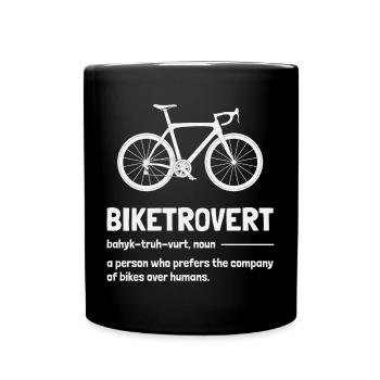 Biketrovert Funny Cycling Quote Introvert Cyclist - Full Colour Mug - black - Front