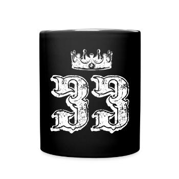 33 Zahl Krone - Tasse einfarbig - Schwarz - Vorne