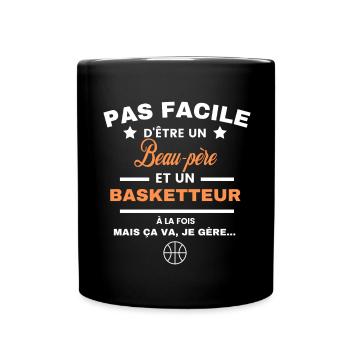 pas facile d'être basketteur et Beau-père - Mug uni - noir - Devant