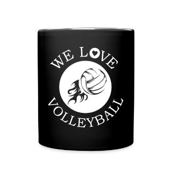 we love volleyball symbol beach volleyball sport - Full Colour Mug - black - Front