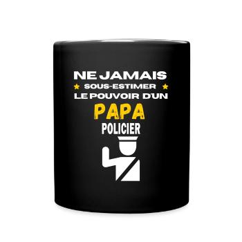 ne jamais sous estimer Policier papa - Mug uni - noir - Devant
