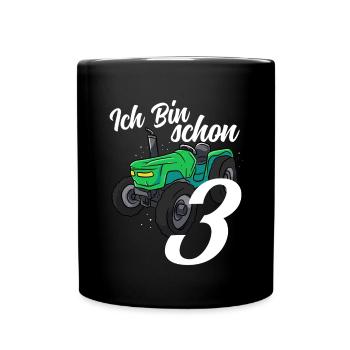 Traktor Kinder Geburtstag 3 Jahre Geschenk - Tasse einfarbig - Schwarz - Vorne