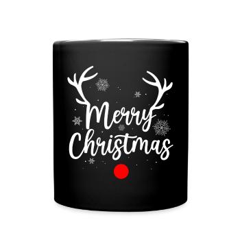 Reindeer merry christmas - Full Colour Mug - black - Front