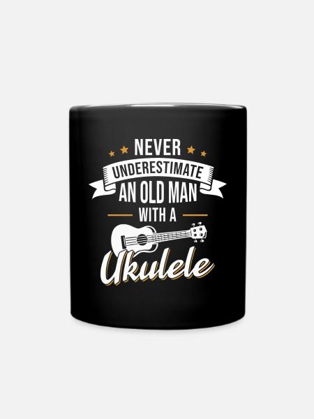 Ukulele Grandpa Uke Musician Pension - Full Colour Mug - black