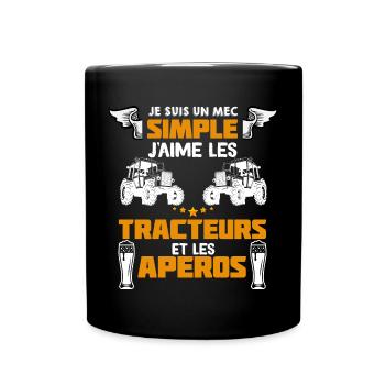 Agriculteur Métier Des Champs Et Apéro Tracteur - Mug uni - noir - Devant
