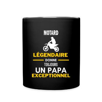 légendaire papa exceptionnel - humour motard - Mug uni - noir - Devant