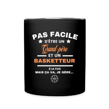 pas facile d'être basketteur et Grand-père - Mug uni - noir - Devant
