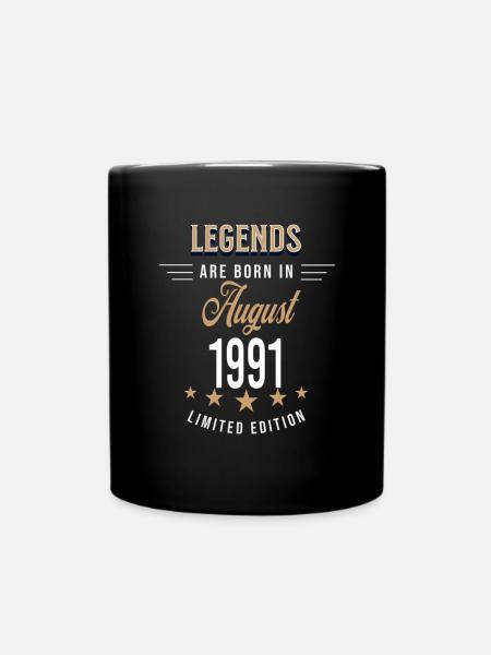 Legends are born in August 1991 - Full Colour Mug - black
