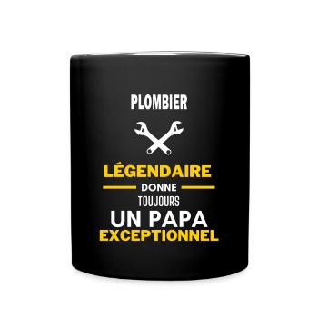 légendaire papa exceptionnel - humour plombier - Mug uni - noir - Devant