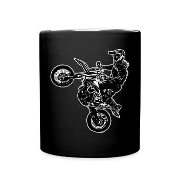 Supermoto / Supermotard / Supermoto Wheelie Biker - Full Colour Mug - black - Front