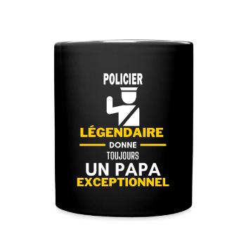 légendaire papa exceptionnel - humour Policier - Mug uni - noir - Devant