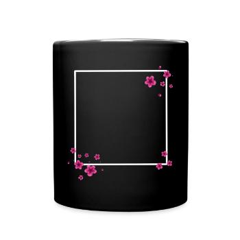 Fleurs carrées Rose - Mug uni - noir - Devant